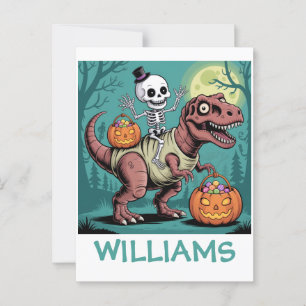 Carte Postale Squelette de Halloween personnalisé à cheval sur u