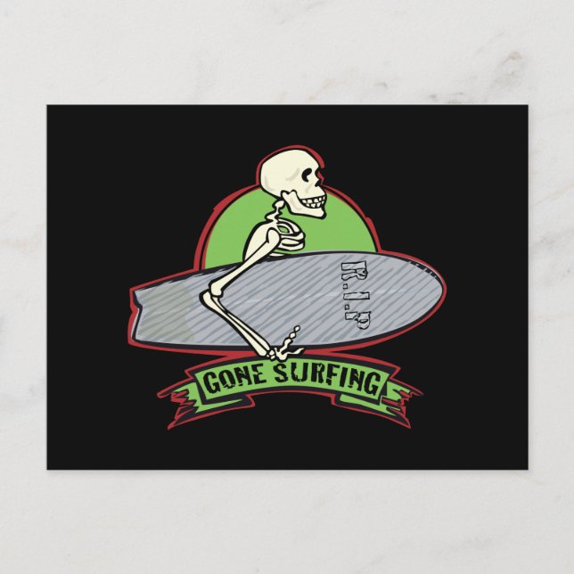 Carte Postale Squelette de surf Halloween (Devant)