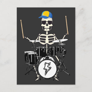 Carte Postale Squelette d'Halloween à la main jouant de la batte