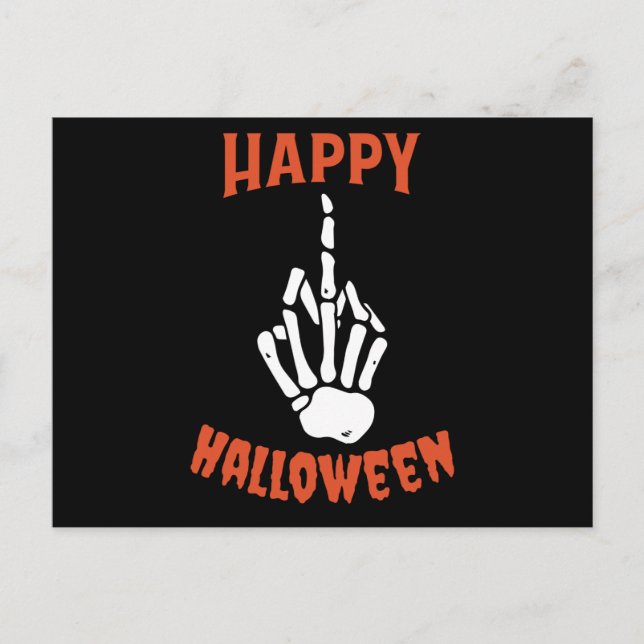 Carte Postale Squelette Doigt Moyen Joyeux Halloween (Devant)