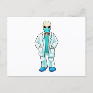 Carte Postale Squelette en docteur avec masque facial