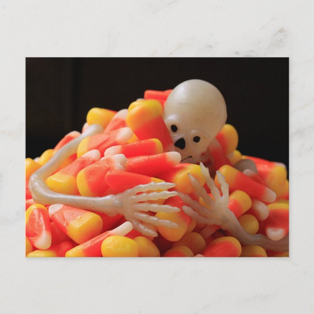 Carte Postale Squelette hors de contrôle Halloween (Devant)