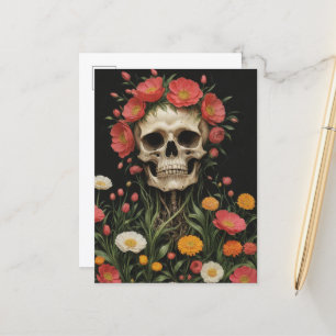 Carte Postale Squelette humain en fleurs