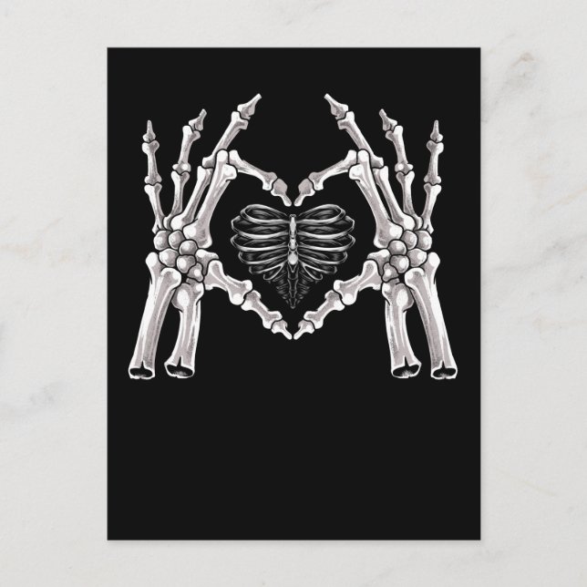 Carte Postale Squelette Ribs SIGNE DE COEUR MAIN (Devant)