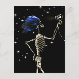 Carte Postale Squelette X-Ray Se vêtir - Cheveux Bleus