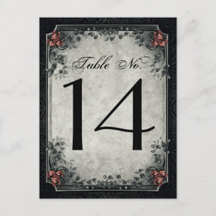 Carte Postale Squelettes de mariage noirs et nombres gris de