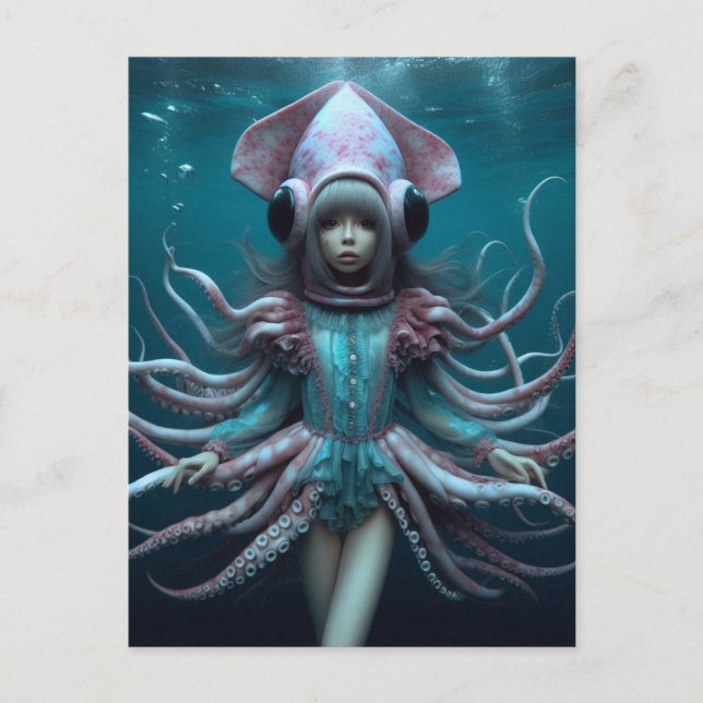 Carte Postale Squid Fashions AI Generated Art (Devant)