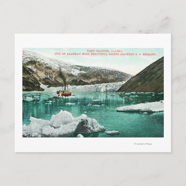 Carte Postale SS Spokane Steamer Passage par Glacier (Devant)