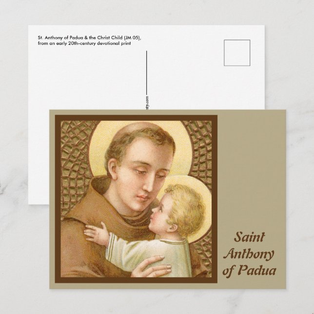 Carte Postale St Antoine de Padoue et l'Enfant Jésus (JM 05) (Devant / Derrière)