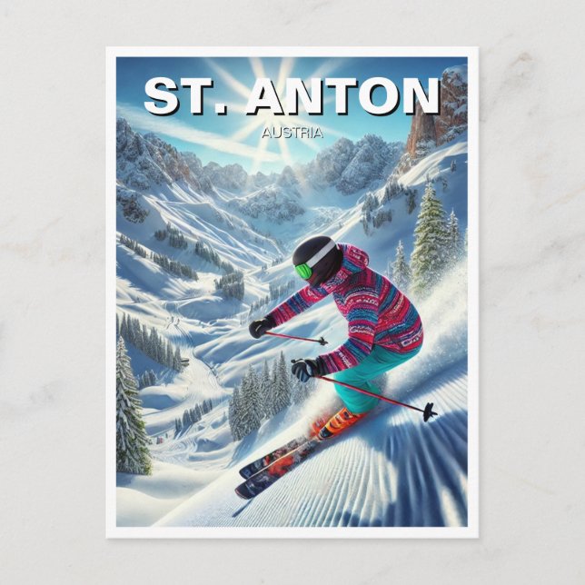 Carte Postale St. Anton Autriche Ski (Devant)
