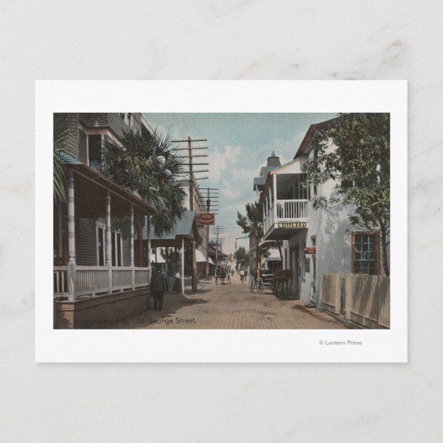 Carte Postale St. Augustine, Floride - Vue sur St. George St. (Devant)