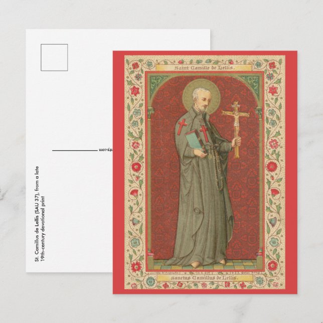 Carte Postale St. Camillus de Lellis (SAU 37; frontière florale) (Devant / Derrière)