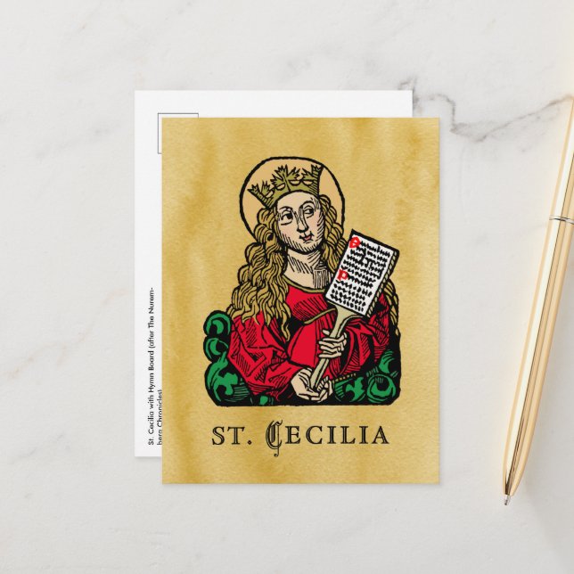 Carte Postale St. Cecilia avec Hymn Board (Nuremberg) (Devant/Arrière en situation)