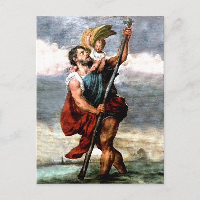 CARTE POSTALE ST. CHRISTOPHER, PATRON SAINT DES VOYAGEURS, (Devant)