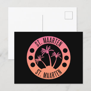 Carte Postale St Maarten Rose et Coral Gradient Sint Martin