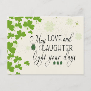 Carte Postale St Partick's Day Irlandais Bénédiction Shamrocks v