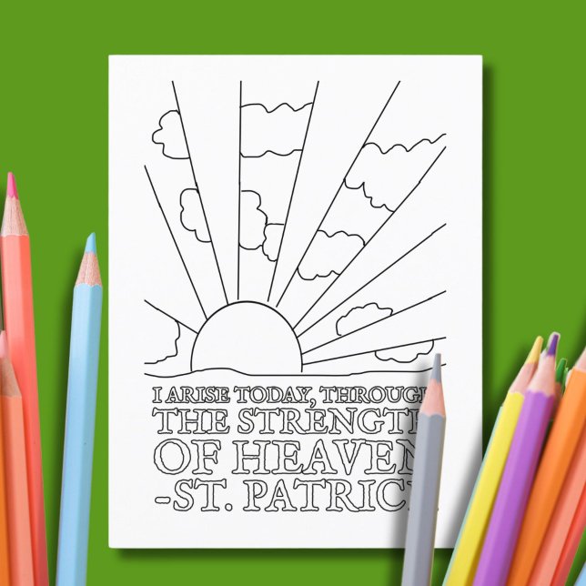 Carte Postale St. Patrick Catholique Prière (This Catholic coloring card features a quote from the great St. Patrick.)