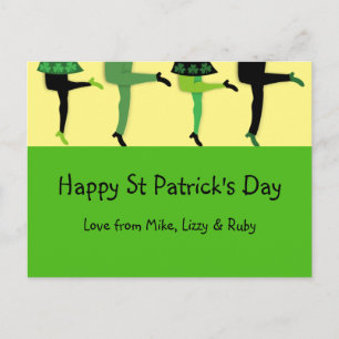 Carte Postale St Patrick's Day Dancers Irlandais Legs