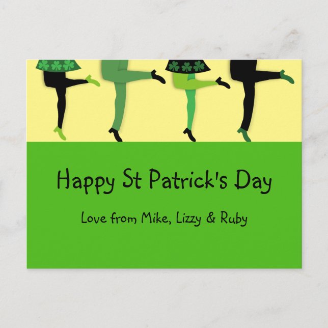 Carte Postale St Patrick's Day Dancers Irlandais Legs (Devant)