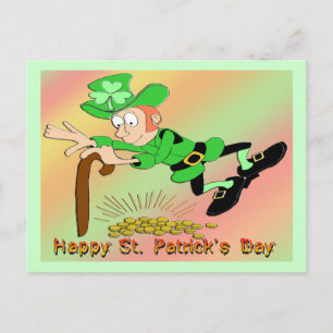 Carte Postale St Patrick's Day Leprechaun Gold
