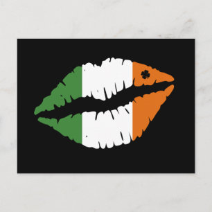 Carte Postale St Patrick's Day Lucky Shamrock Lips irlandais