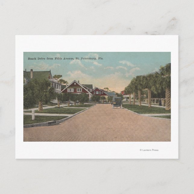 Carte Postale St. Petersburg, FL - Vue de la plage Dr & 5th Ave (Devant)