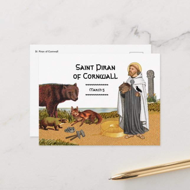 Carte postale St. Piran de Cornwall (SAE 01) (Devant/Arrière en situation)