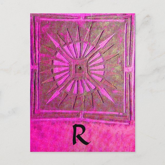 Carte Postale STAR DU MATIN Rose, Fuchsia Black, Monogramme (Devant)