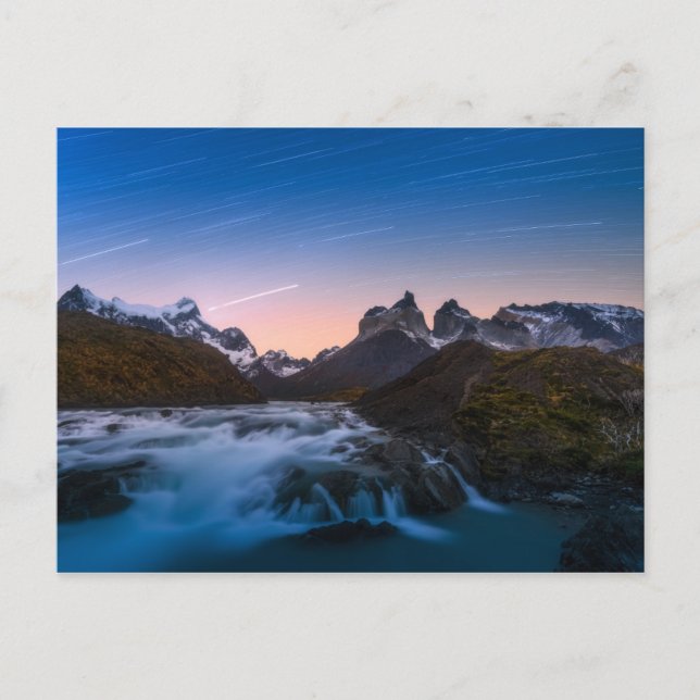 Carte Postale Star Trails sur Torres Del Paine (Devant)