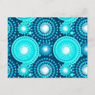 Carte Postale Starbursts et pinwheel, marine et turquoise