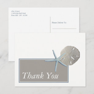 Carte Postale Starfish and Sand Dollar - Merci de mariage de pla