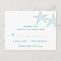 Carte Postale Starfish Wedding RSVP - Turquoise