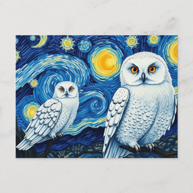 Carte Postale Starry Night Cute Vincent Van Gogh Owl (Devant)