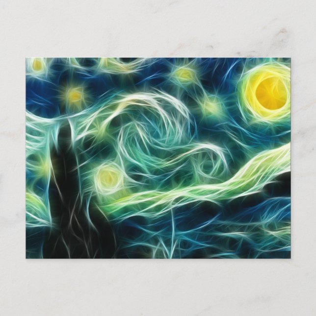 Carte Postale Starry Night Van Gogh Fractal art (Devant)