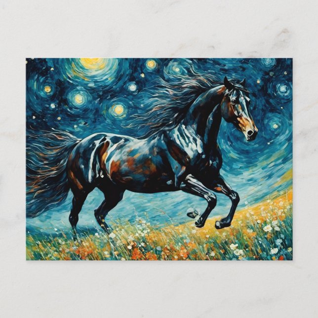 Carte postale Starry Night Van Gogh Horse (Devant)