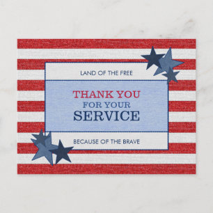 Carte Postale Stars Stripes Denim Merci vétéran patriotique