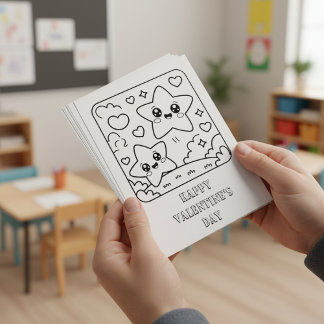 Carte Postale Stars Valentine’s Day Coloring for Students