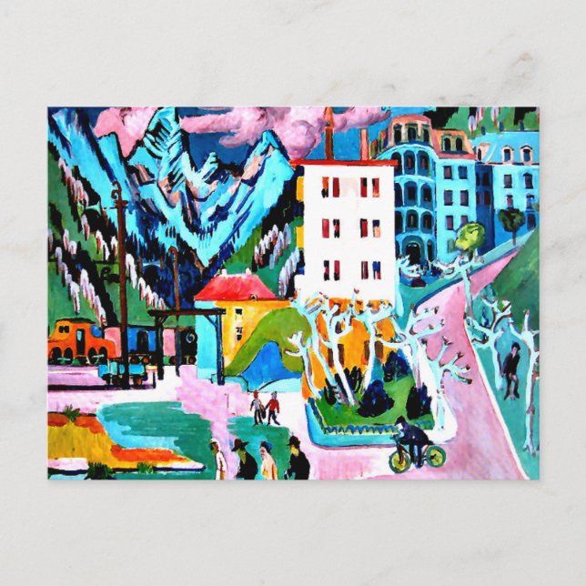 Carte Postale Station à Davos, peinture Ernest Ludwig Kirchner (Devant)