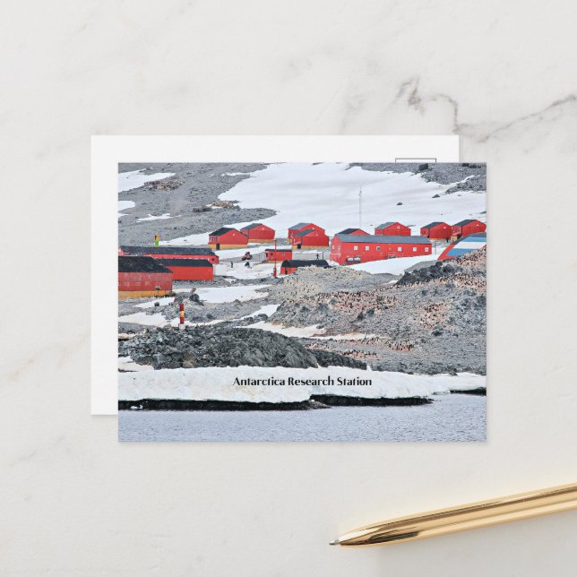 Carte Postale Station de recherche de l'Antarctique (Devant/Arrière en situation)