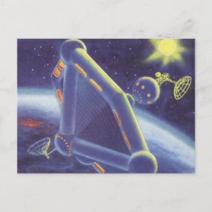 Carte Postale Station spatiale orbitale de science-fiction vinta