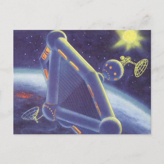 Carte Postale Station spatiale orbitante de science-fiction vint (Devant)
