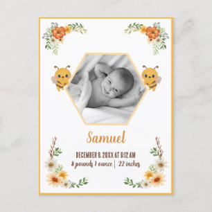 Carte Postale Statistiques de naissance de Little Bee Baby