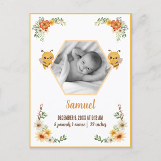 Carte Postale Statistiques de naissance de Little Bee Baby