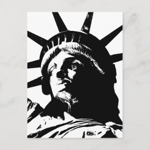 Carte Postale Statue d'Art Pop Noir & Blanc de la Liberté