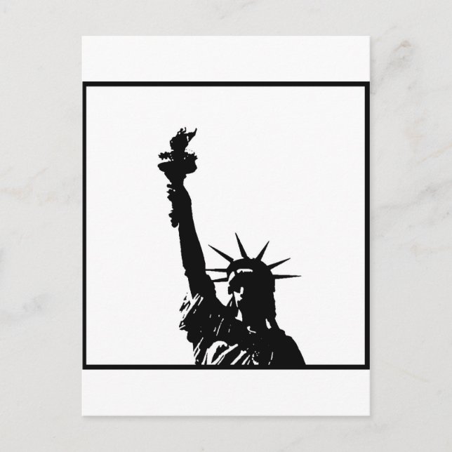 Carte Postale Statue d'Art Pop Noir & Blanc de Liberty Silhouett (Devant)