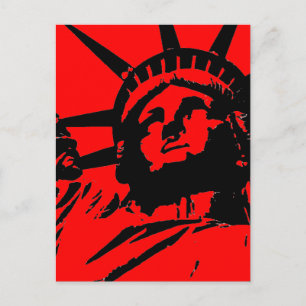 Carte Postale Statue d'Art Rouge Pop de la Liberté