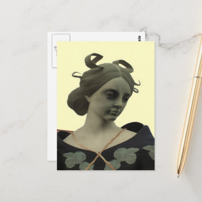 Carte Postale Statue de dame (Devant/Arrière en situation)
