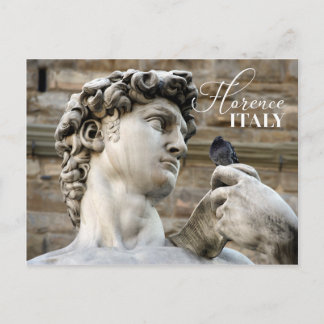 Carte Postale Statue de David et pigeon