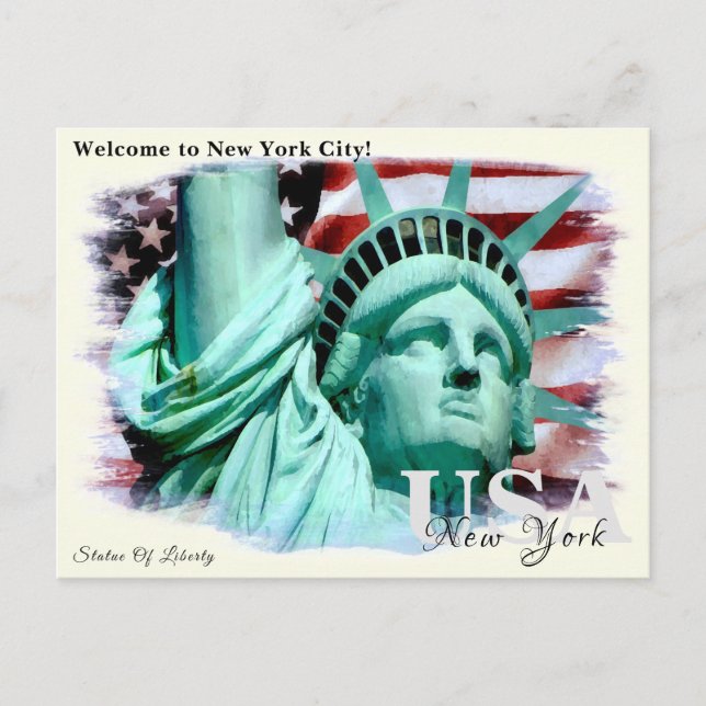 Carte Postale Statue de la Liberté à monogramme personnalisé , N (Devant)