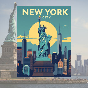 Carte Postale Statue de la Liberté de New York City Voyage Vinta